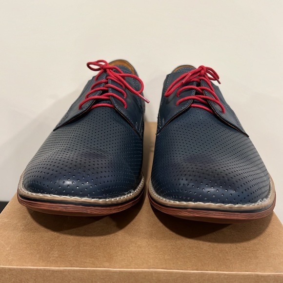V Italia Men’s Blue Perforated Leather Lace Up Shoes Size 44 - Picture 3 of 12